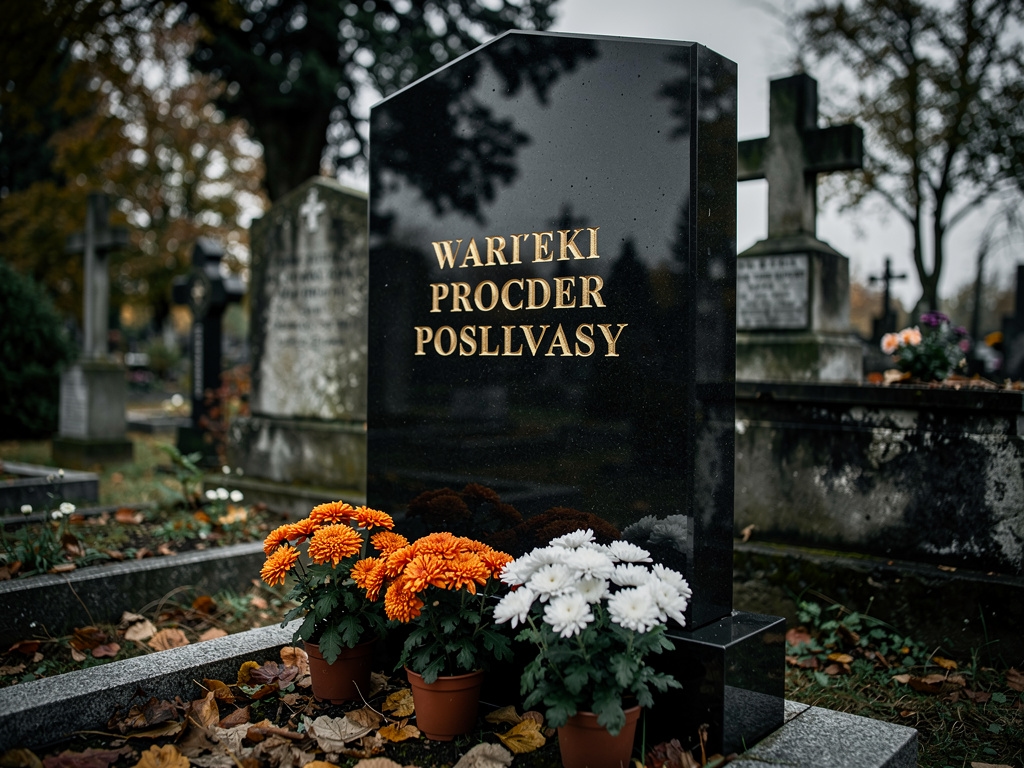 Nagrobek granitowy po profesjonalnym czyszczeniu i polerowaniu